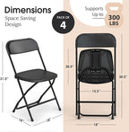 4 PACK White Foldable Plastic Chair | Folding & Stackable | 350 lbs Capacity - Image 2