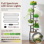 Plant Stand Indoor with Grow Light, 6-Tiered Tall Plant Stand Indoor, Metal - Image 4