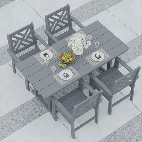 5-Piece Outdoor Dining Set, HDPE All-Weather Patio Table and Chairs Set by BIVODA