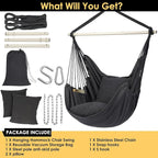 Y- STOP Hammock Chair Hanging Rope Swing Chair, Max 500 Lbs, 2 Seat Cushions - Image 3