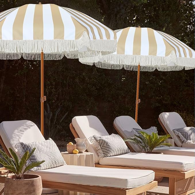 AMMSUN 7ft Patio Umbrella with Fringe Outdoor Tassel Umbrella UPF50+ Premium - Image 5