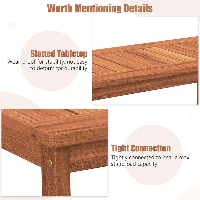 Tangkula Wood Outdoor Coffee Table, 2-Tier Patio Coffee Table - Image 6