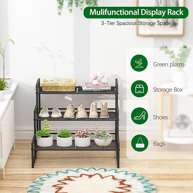 Garden 4 you 3 Tier Metal Plant Stand Outdoor Indoor Waterproof, Stackable - Image 5