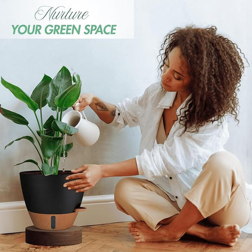 2 Pack 10 inch Plant Pots, PP Plastic Self Watering Plant Pot - Image 2