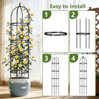 Obelisk Trellis for Garden Plants Climbing: 6ft Rustproof Metal Pipe - Image 7
