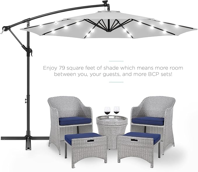 Best Choice Products 10ft Solar LED Offset Cantilever Hanging Market Patio - Image 2