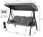 HOMREST 3 Seat Outdoor Porch Swing - Image 7