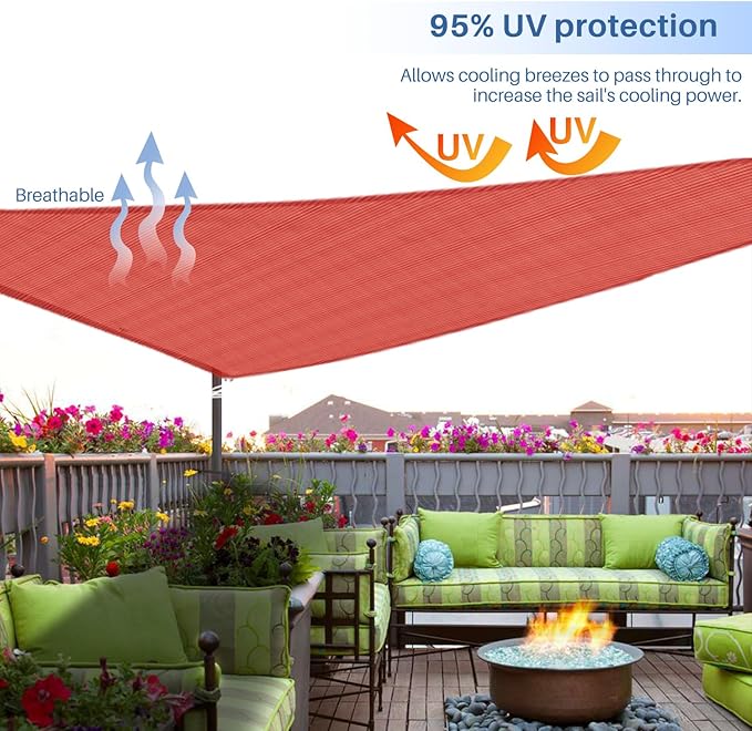 E&K Sunrise 12' x 12' x 12' Sun Shade Sail Triangle Canopy Shade Cover UV Block - Image 5