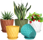 7 inch Plant Pots for Indoor Outdoor Plants, 5 Pack Thick Nursery Pots by Meowell