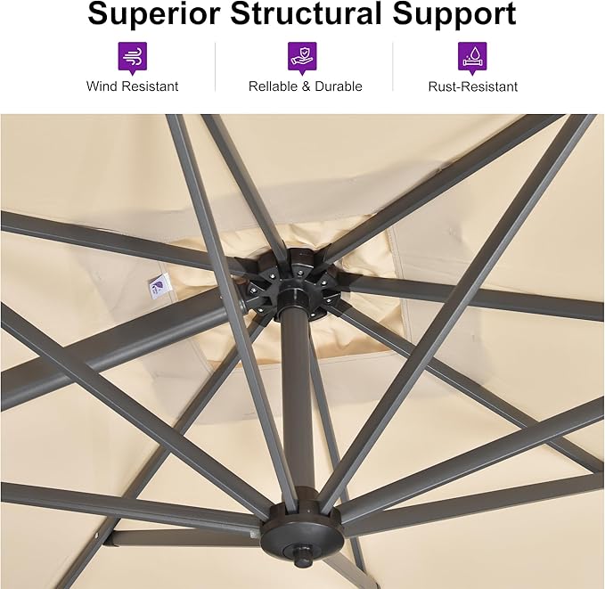 PURPLE LEAF 8 Feet Square Cantilever Umbrella Patio Umbrella - Image 7