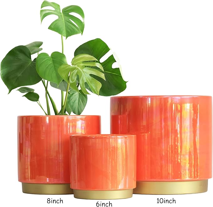 Gepege Peach Indoor Plant Pots for Plants, Ceramic Planter - Image 6