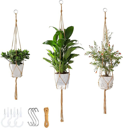 3 Pack Macrame Plant Hanger Indoor, 35 41 47 Inch Handmade Boho Hanging Planter by Unknown