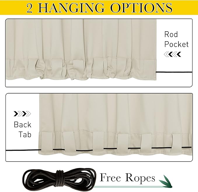 NICETOWN 2 Panels Weighted Outdoor Curtains - Image 2