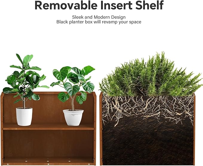Cor Ten Steel Planters – 32x12x24H Inch Rectangular Planter Box | - Image 5