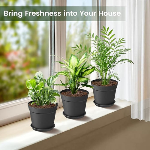 20 Pack 6 Inch Plant Pots with Drainage and Saucers, Stackable Nursery Planters - Image 2