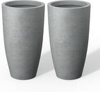 Kante 23.6" H Natural Concrete Tall Planters, Large Outdoor Indoor Decorative by Kante