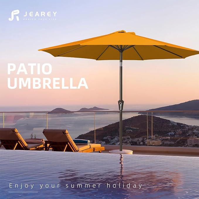 JEAREY 9FT Outdoor Patio Umbrella Outdoor Table Umbrellas - Image 7