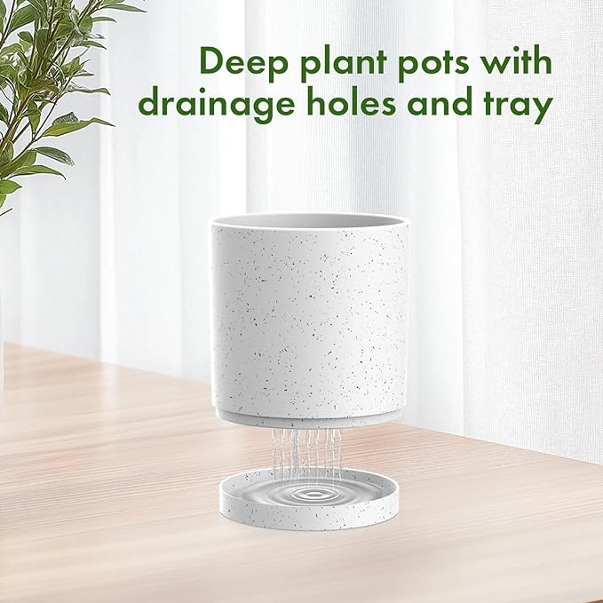 8/7/6 inch Flower Pots, 3 Set Cylindrical Plant Pots - Image 4