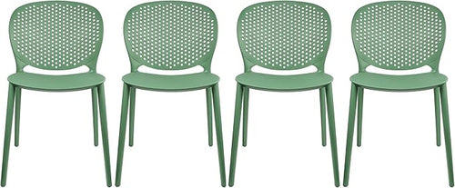 2xhome Set of 4 Patio Dining Chairs | Modern Stackable Outdoor Pool Side Chair by 2xhome