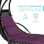 Best Choice Products Outdoor Hanging Curved Steel Chaise Lounge Chair Swing - Image 5