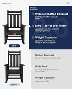 KINGYES Oversized Outdoor Rocking Chair Set of 8, All-Weather Patio Rocking - Image 4