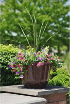 Garden Elements Indoor/Outdoor Glazed Brushed Happy Plastic Planter, Dark Brown - Image 5
