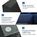Tangkula 7-Piece Patio Furniture Set, Outdoor Sectional Wicker Sofa - Image 9
