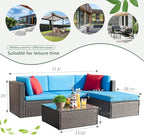 Devoko 5 Pieces Patio Furniture Sets All Weather Outdoor Sectional Patio Sofa - Image 9