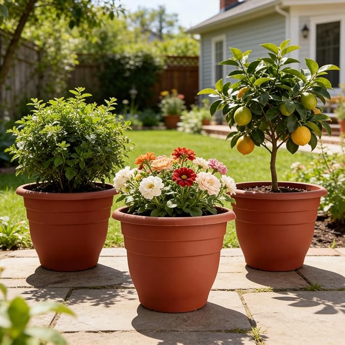 3 Pack Large 16 Inch Plastic Plant Pots - Image 5