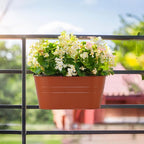 3 Pack Metal Railing Planters, 10.5" Oval Hanging Flower Pots - Image 6