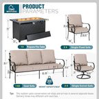 MFSTUDIO 7 Seats Metal Patio Furniture Sets, 6 Pieces Outdoor Sectional Sofa - Image 2