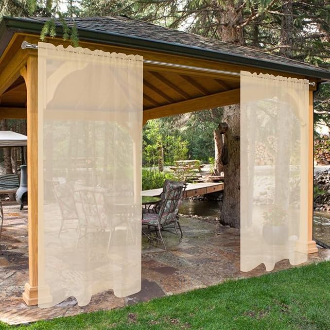 SpaceDresser Waterproof Outdoor Sheer Curtains by SpaceDresser