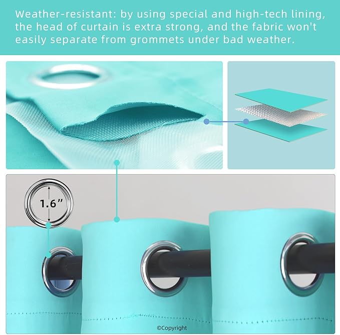 DIVA EN CAMINO DEC Outdoor Patio Curtain Waterproof Darkening Thermal Insulated - Image 3