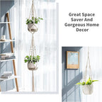 Mkono Macrame Plant Hangers Set of 4 Indoor Hanging Planter Basket Wall - Image 3