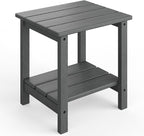 GarveeLife Outdoor Side Table 2-Tier, 18 in HDPE All Weather Resistant Patio by GarveeLife