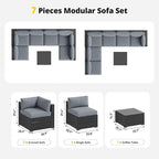 Aoxun Patio Furniture Set, 7 Piece Outdoor Sectional Sofas - Image 6