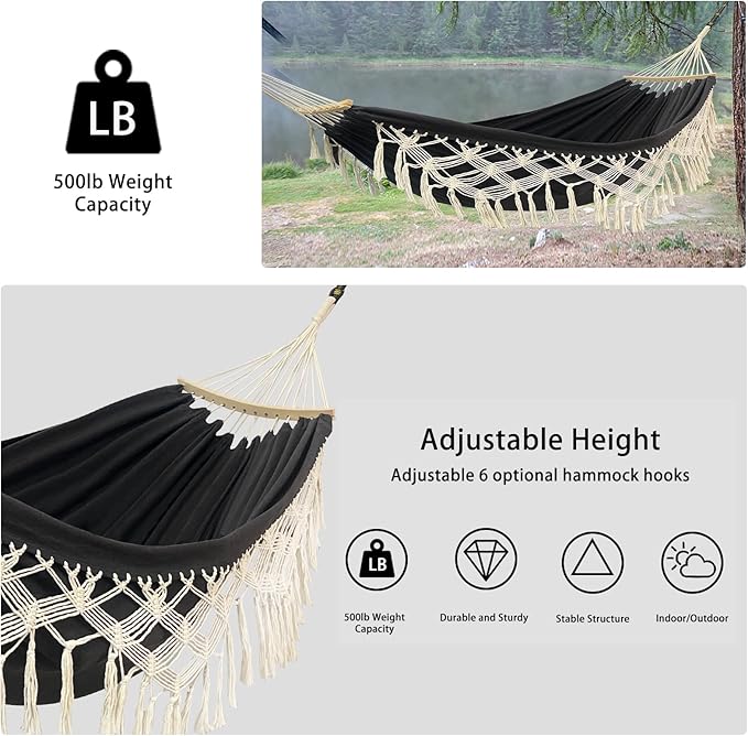 Hammock Hanging Swing Double Max 500lbs Macrame - Image 4