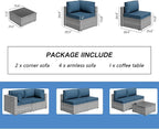 Shintenchi 7 Pieces Outdoor Patio Furniture Sets, Patio Sectional Sofa Couch - Image 2
