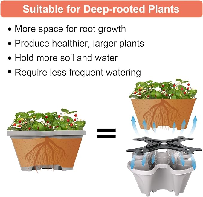 GameXcel Vertical Planter 5 Tier Stackable Planters Garden Planters Strawberry - Image 6