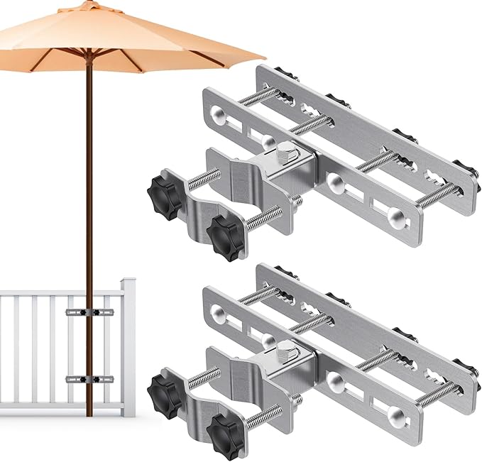 Heavy Duty Deck Railing Umbrella Holder, Adjustable Patio Umbrella Stand by Lifeswell