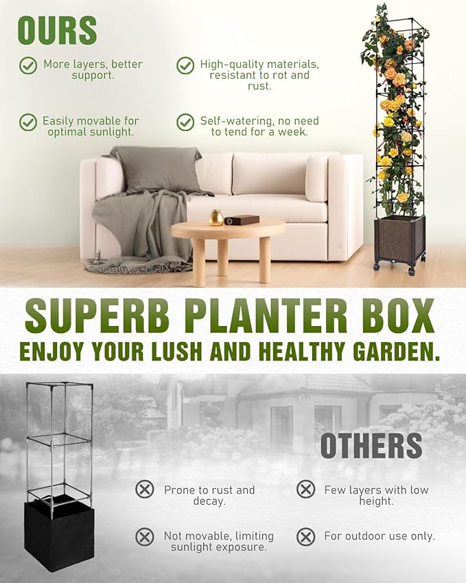 Jayhalo 71inch Planter Boxes Outdoor, 3-in-1 Planter Box - Image 5