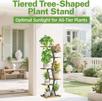 iDavosic.ly 5 Tier Indoor Plant Stand, Corner Tall Metal & Wood Flower Shelf - Image 4