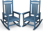KINGYES HDPE Patio Rocking Chair Set of 2, Outdoor Rocking Chairs Porch Rocker by KINGYES