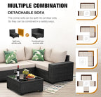 6 Pieces Patio Furniture Set All-Weather Outdoor Wicker Sectional Conversation - Image 7