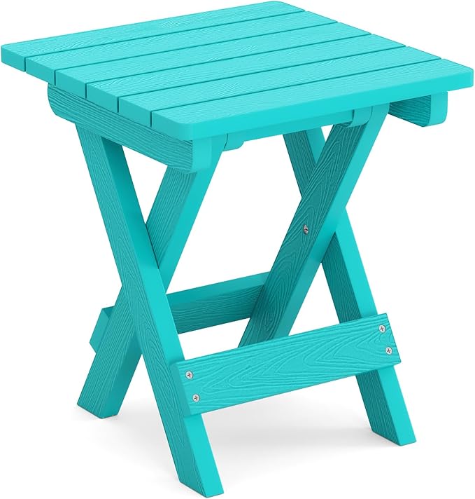 LUE BONA Small Outdoor Folding Side Table, HDPS Outside End Table - Image 7