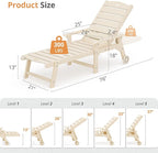 LUE BONA Outdoor Chaise Lounge, HDPS Chaise Lounger, 5 Positions Adjustable - Image 2