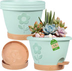 Plastic Plant Pots 10 Inch Set of 4, Self Watering Pots by gegemaoyi