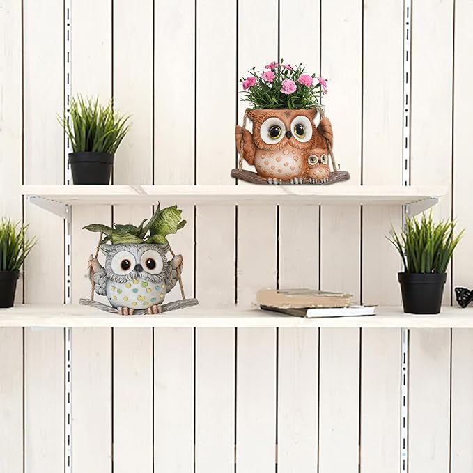 Swing Owl Hanging Planters for Indoor Plants, Cute Small Succulent Pots - Image 6