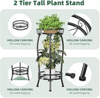 Simple Trending Plant Stand Indoor Outdoor, Tall Round Plant Shelf, 2 Tiers - Image 5