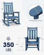 KINGYES Oversized Outdoor Rocking Chair Set of 8, All-Weather Patio Rocking - Image 3